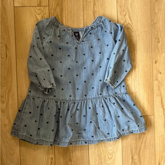 Gap 4T chambray polka dot dress - Picture 1 of 4